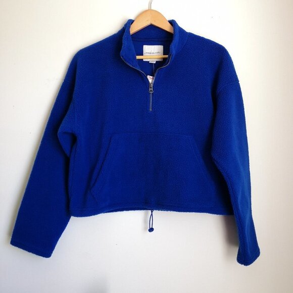 American Eagle Blue Fleece Cropped Quarter Zip Size S - Picture 1 of 5